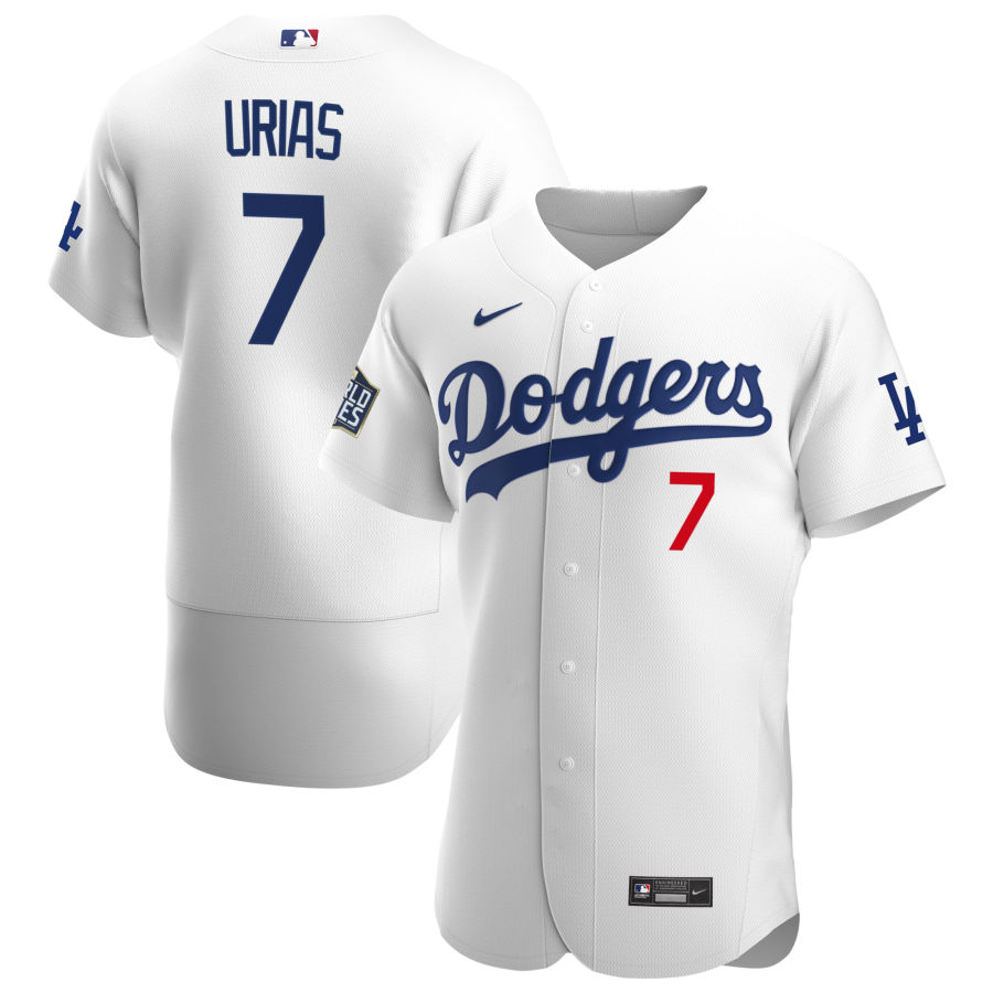 Los Angeles Dodgers 7 Julio Urias Men Nike White Home 2020 World Series Champions Authentic Player MLB Jersey